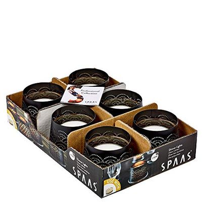 Spaas 6 Candle Holders Dinner Light with Clearlights, 10 Hours, Black