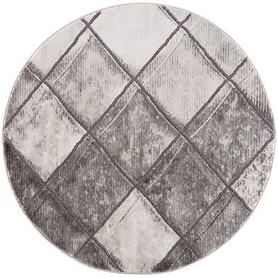 carpet city Tapis de Salon - Style Skandi chiné - 160 x 160 cm - Rond - Gris - Moderne