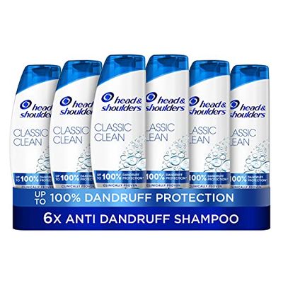 Head & Shoulders Classic Clean Dandruff Shampoo, Pack of 6 ( 6 x 250 ml), Clinically Proven Deep Clean, UK 1 Shampoo