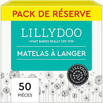 LILLYDOO hudvänliga mjuka skötmattor 60 x 60 cm, 50 stycken (5 x 10) parfymfria