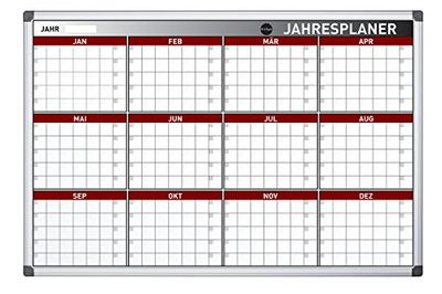 Bi-Office Earth - Lavagna per pianificazione ecologica, con calendario annuale magnetico 12 mesi, con cornice in alluminio, lavabile, calendario annuale annuale, 90 x 60 cm