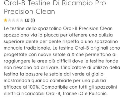 Oral-B Pro Precision Clean Ricambi per Spazzolino Elettrico, Confezione da 10 Testine, Bianco - Originali