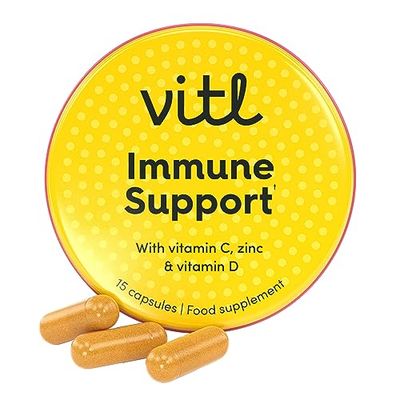 Vitl Immune Support Supplement - 15 Vegan Capsules - with Vitamin D, Vitamin C, Folate, Zinc, Turmeric & Elderberry Extracts