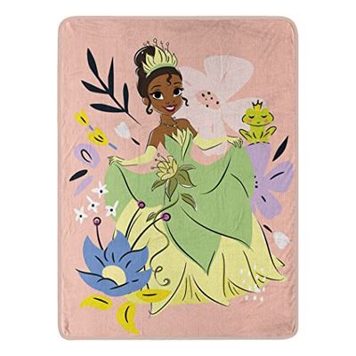 Northwest Princess and The Frog Micro Raschel filt, 117 cm x 152 cm, blommande tiana