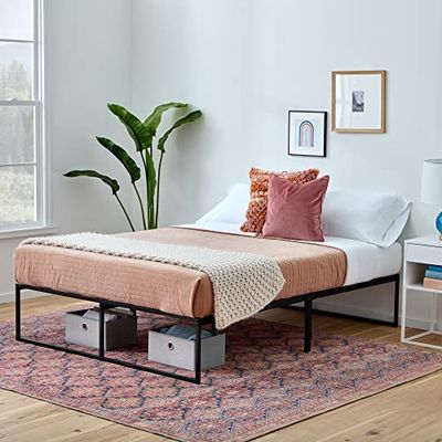Linenspa Cadre de lit 160x190 cm, 2 places – Sommier en métal, lattes en acier – 30 cm rangement sous lit – Assemblage rapide – 2 personnes