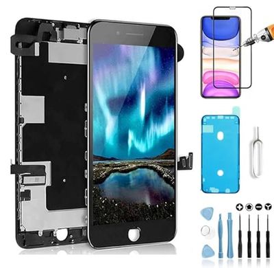 Mobilevie Pantalla LCD Retina + Pantalla Táctil Todo Ensamblado Completo En Chasis para iPhone - Negro, iPhone 8 Plus