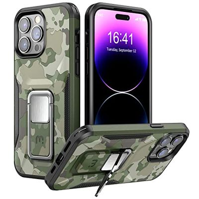 MYBAT Pro Stealth-serie telefoonhoesje voor iPhone 14 Pro hoesje met standaard 6,1 inch, ondersteuning voor magnetische autohouder, zware militaire kwaliteit, valbestendige, robuuste bumperhoezen