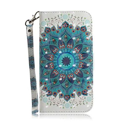 Carcasa de telefono Peacock Wreath Pattern 3D Colour Drawing Horizontal Flip Funda de Cuero for Galaxy A40, con Soporte y Ranuras for Tarjetas y Billetera