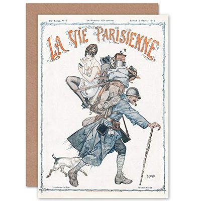 Artery8 La Vie Parisienne Soldier Dog World War 2 Magazine Cover Sealed Greeting Card Plus Envelope Blank inside