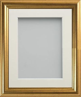 Frame Company Eldridge Gold Photo Frame with Ivory Mount, 10x8 for 6x4 inch, fitted with perspex