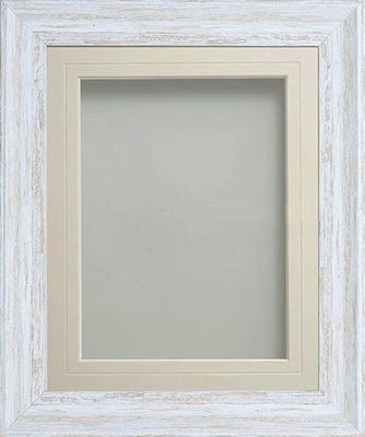 Frame Company Lynton Rustic White Photo Frame with Ivory V-Groove Mount, 20x16 for 16x12 inch, fitted with perspex