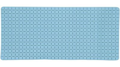 MSV Tappetino per Vasca da Bagno Antiscivolo in Gomma Quadro 36x76 cm Blu Cielo