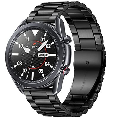 Netolo Metalen Bandje Compatibel met Samsung Galaxy Watch 3 45mm/Galaxy Watch 46mm/Huawei Watch GT2 46mm/GT2 Pro, 22mm Roestvrijstalen Bandje Compatibel voor Samsung Gear S3 Frontier/Classic, Zwart