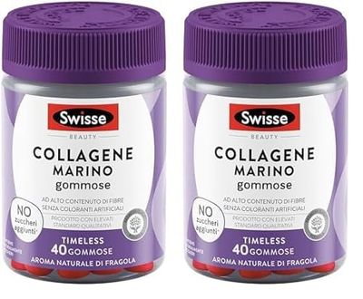 Swisse Collagene Marino - Integratore di collagene marino in pastiglie gommose, 200 mg collagene marino, senza zuccheri aggiunti, confezione da 80 pastiglie, gusto fragola