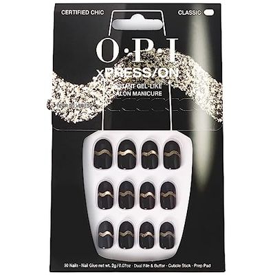 OPI xPRESS/ON - Certified Chic - 30 Faux ongles réutilisables, effet gel - Jusqu'à 14 jours de tenue