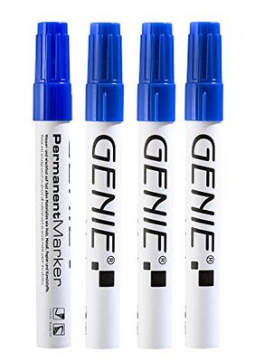 Genie 40030 Marqueur permanent Lot de 4 avec Pointe 1–3 mm rond et la tige métallique bleu