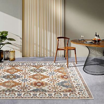 Villeroy & Boch Domenique Tapis d'intérieur et d'extérieur Oriental tissé à Plat, Design Oriental Classique, certifié Öko-Tex Résistant aux intempéries et aux UV, Balcon, terrasse, Jardin – Crème