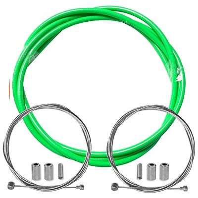 cyclingcolors fietsremmantel met kabeleindkappen kit voor achter compatibel met Shimano Sram cyclus stad weg mountainbike inzetstuk performance kabel (neongroen)