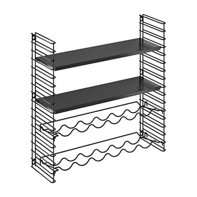 Tomado Combinatie boeken-/wijnrek, zwart, 70 x 21 x 68 cm