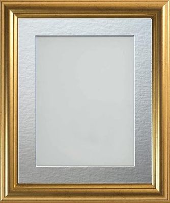 Frame Company Eldridge Gold Photo Frame with Silver Mount, 12x10 for 8x6 inch, fitted with perspex