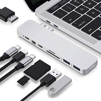 Hyper PRO 8 en 2 Hub 8 ports HDMI 4K USB 3.0 USB-C Mini DisplayPort et lecteur de cartes SD et Micro SD – argenté