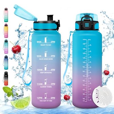 Vikaster Grote drinkfles, 1,5 l, BPA-vrije drinkfles, fiets, lekvrij, geschikt voor koolzuurhoudende dranken, sport voor fiets, fitness, outdoor