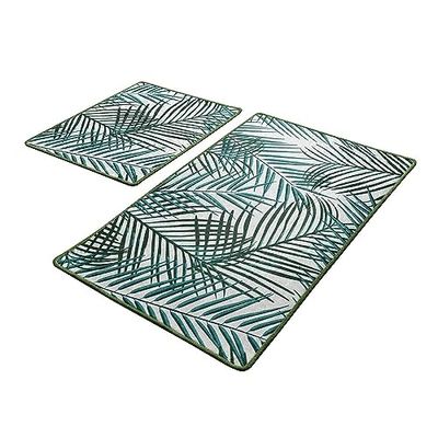 WELL HOME MOBILIARIO & DECORACIÓN Set di tappetini da bagno (2 pezzi) crudo e foglie verdi