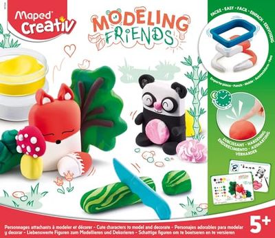 Maped Creative Modelling Friends - Set da modellare con argilla indurente ad aria, motivo: volpe e panda, multicolore