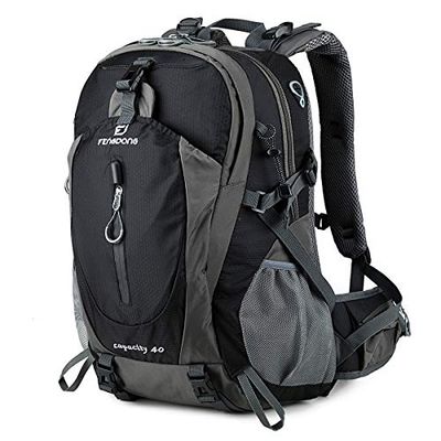 FENGDONG 40L Waterdichte Lichtgewicht Wandelen, Camping, Reisrugzak voor Mannen Vrouwen, A2-upgraded-zwart, 20.5 x 13 x 7.1inches, Reizen