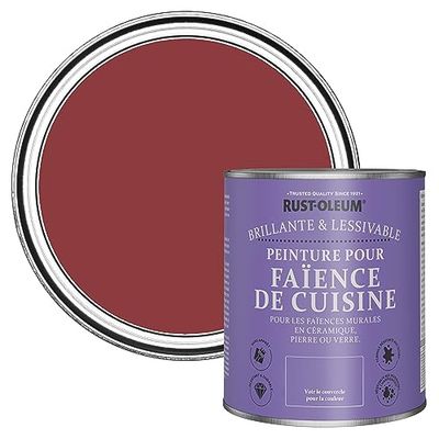 Rust-Oleum Peinture Rouge Résistante à l'eau pour Faïence de Cuisine, Finition Brillante - Bordeaux 750ml