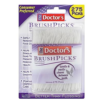The Doctor's BrushPicks - Stuzzicadenti interdentali, aiuta a combattere la gengivite, 275 pezzi (confezione da 12), bianco