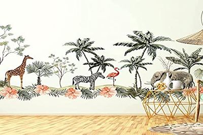 Vinilos infantiles - Decoración de la habitación del bebé - Vinilos infantiles para la pared - Vinilos animales africanos - Vinilos gigantes de la selva - Al 135 x An 120