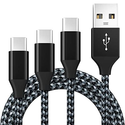 BIBTIM Cable Cargador USB C 3M, 3-Pack USB A a C 2.0 Rápida 3A Tejido 480 Mbps Transferencia de Datos Compatible con Samsung Galaxy Sony Xperia Huawei Pixel HTC