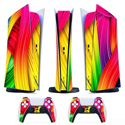 Skin Adesiva - Compatibile per PS5 - Cover per personalizzare la Console - Pellicola in Vinile Removibile - Qualità HD Satinata Opaca (Digital, P5-D008 - colored waves)