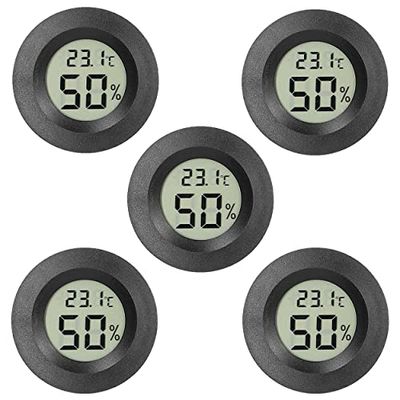 mumbi Lot de 5 mini thermomètres, hygromètres, thermomètres, hygromètres, hygromètres, humidité de -50 ℃ à +70 ℃, 10% à 99%