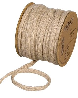 Halbach Fasce di seta premium in lana (vegan), larghezza: 8 mm, lunghezza: 15 m, filo flessibile riempito con filo, per progetti fai da te e targhette, colore: beige