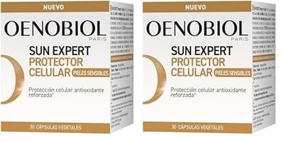 OENOBIOL - SUN EXPERT Pieles Sensibles - Nueva fórmula concentrada en Extracto de Uva 100% origen vegetal - Bronceado intenso y radiante - Complemento alimenticio 30 cápsulas 1 mes (Paquete de 2)