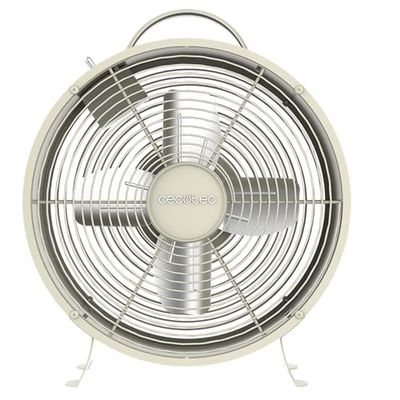 Cecotec Tafelventilator EnergySilence 400 RetroDesk Beige. 25W vermogen, 8 Inch, 4 Aerodynamische Bladen, Minimalistisch ontwerp, 2 Snelheden, Robuust en Stabiele Basis