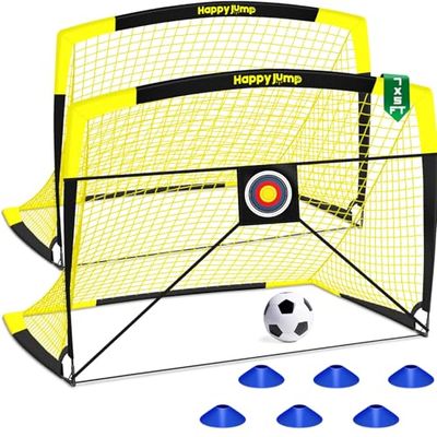 Happy Jump Buts de Football – Filet Pop-Up Extérieur avec Cibles, Ballon, Pompe, Cônes – 7x5 FT by Pro