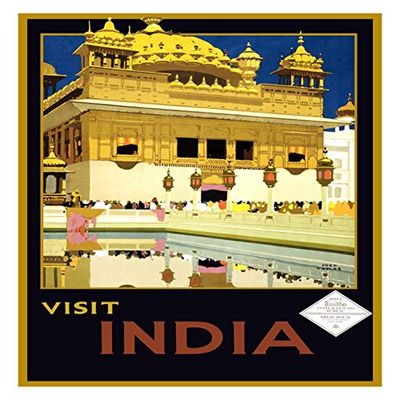 Lumartos, Vintage Poster India_Delhi_House Contemporary Home Decor Wall Art Print, Print Only Frame, 8 x 8 Inches