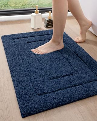 DEXI Tapis de Bain Extra Doux et Absorbant - Tapis de Bain antidérapant et Confortable - pour Baignoire, Douche, Salle de Bain - Lavable en Machine - 50,8 x 81,3 cm - Bleu Marine