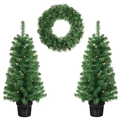 Edelman Set van 3 slingers en 2 leds op batterijen, kerstboom, meerkleurig, 8718861442526