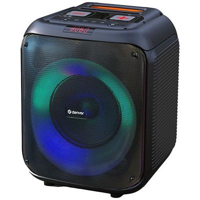 Bärbar Bluetooth-högtalare med surroundljud, trådlös anslutning, lång batteritid och vattenbeständighet, perfekt för fest och utomhus.