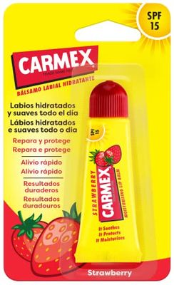 Carmex Bálsamo Labial SPF 15, Tubo Fresa, 10g