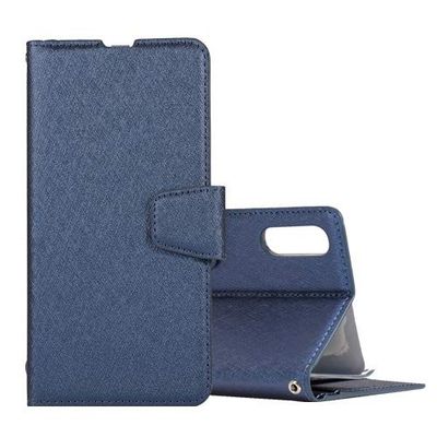 Carcasa de telefono Funda de Cuero con Tapa Horizontal Silk Texture for Galaxy A50, con Soporte y Ranuras for Tarjetas y Billetera y Marco de Fotos (Negro) (Color : Dark Blue)