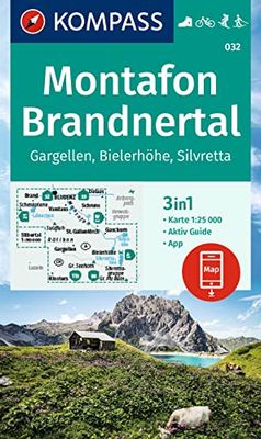 Montafon / Silvretta / Brandnertal / Gargellen / Bielerhöhe + Aktiv Guide (032): 3in1 Wanderkarte mit Aktiv Guide inklusive Karte zur offline Verwendung in der KOMPASS-App. Fahrradfahren. Skitouren.