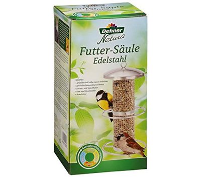 Dehner Columna de alimento de Aves Silvestres Natura, Aprox. 27 x 6,5 x 6,5 cm, Acero Inoxidable, Plateado.