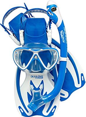 Cressi Rocks PRO Dry Set, Pinne/Maschera/Boccaglio Unisex Bambini, Blu/Bianco, L/XL
