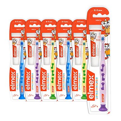 Elmex Lot de 6 brosses à dents d'entraînement pour enfant Assortiment de coloris