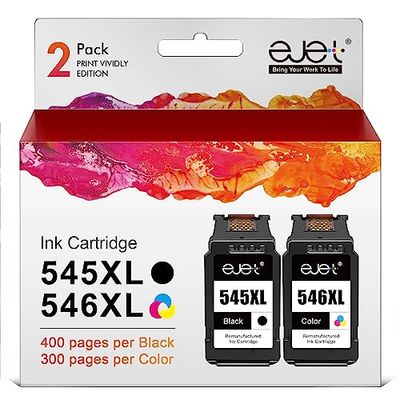 ejet 545 546 XL Cartouches d'encre Remplacement (Noir Couleur) pour Canon 545-546 XL PG-545XL CL-546XL pour Pixma MX495 TR4550 MG3050 TS3150 MG2950 TR4551 TS3151 MG2450 MG2500 MG2550S MG2555S